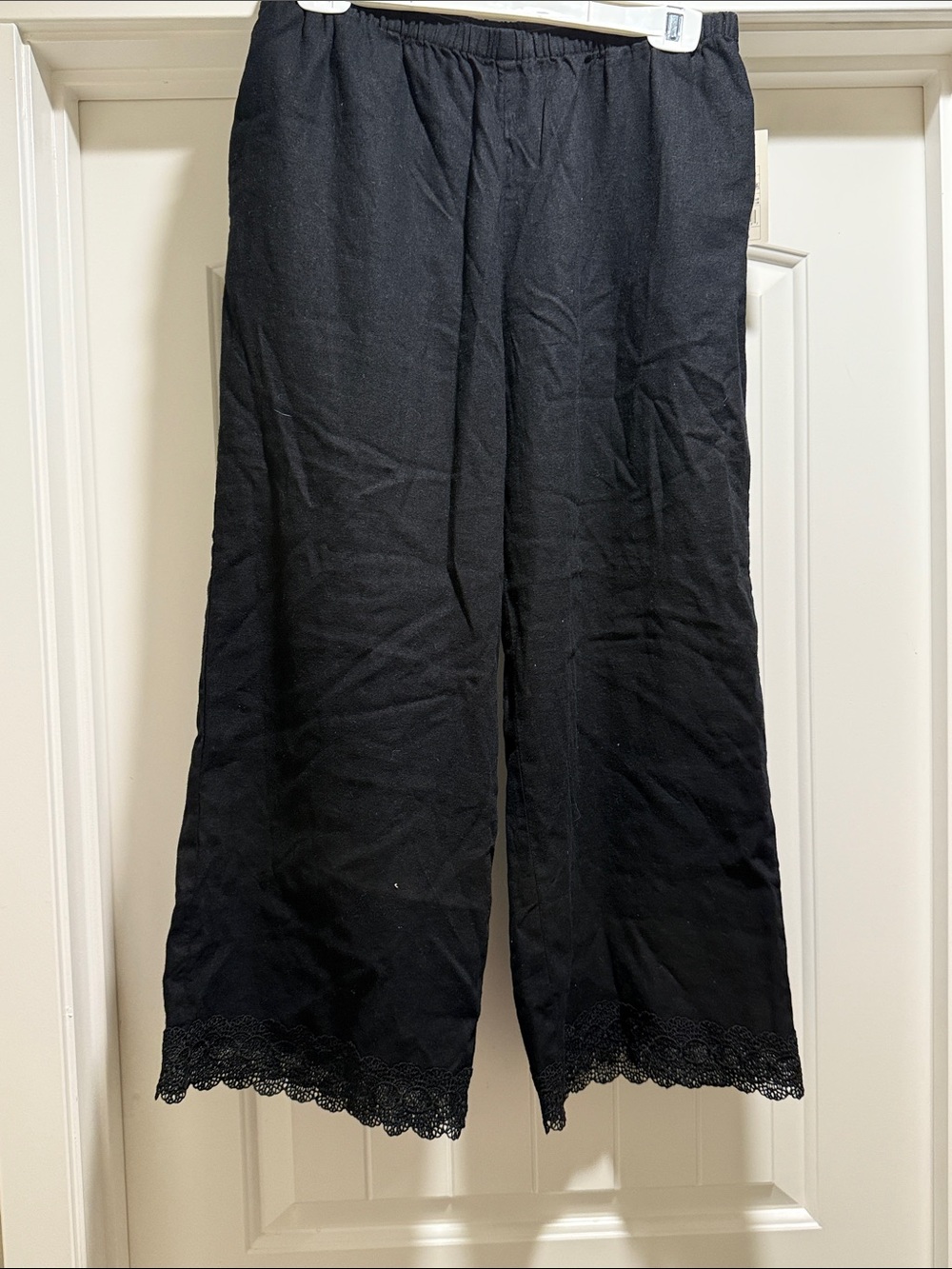 a new day Black Lace-Hem Wide Leg Women’s Bottoms